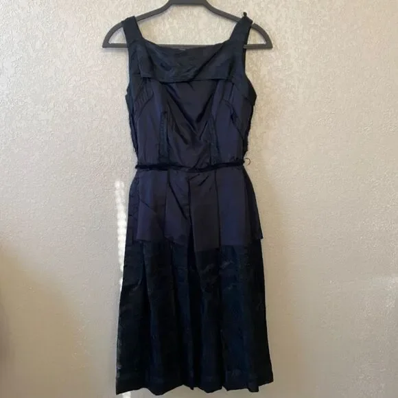 Vintage Black Brocade 50's Style Cocktail Dress